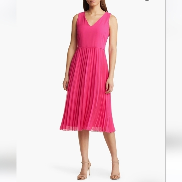 SAM Edelman Fuschia Pleated Skirt Dress - Picture 1 of 17